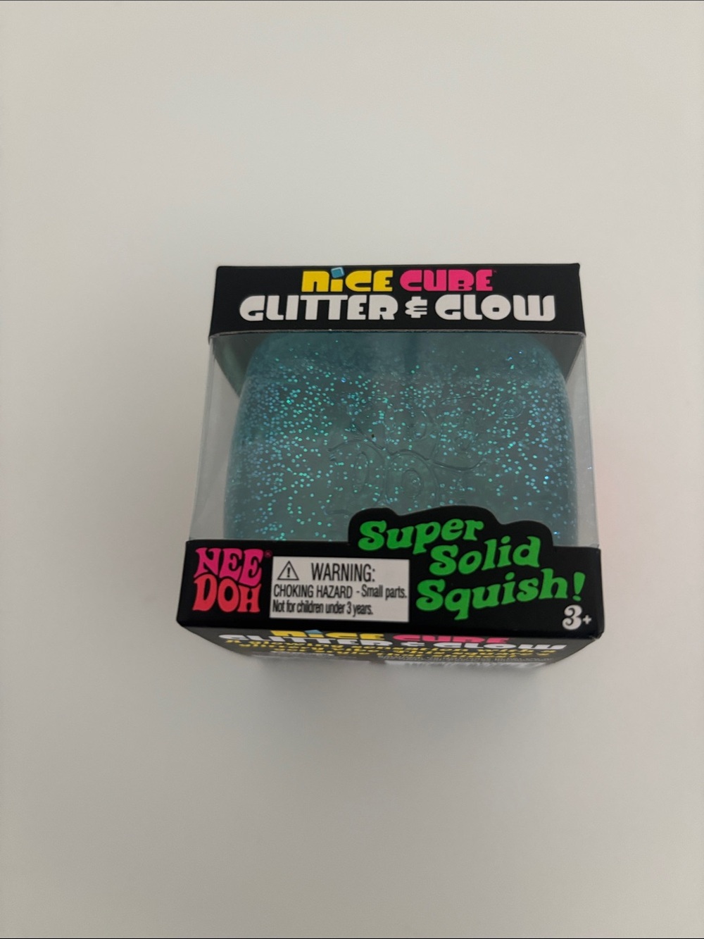 Needoh Nice Cube Glitter & Glow Super Solid Squish - Blue